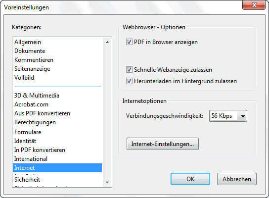 Voreinstellungen Reader