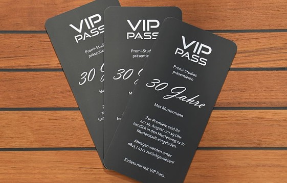 Wir drucken Einladungen VIP Pass