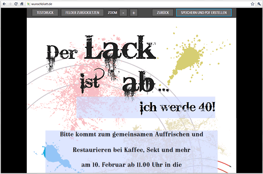 Vorlage personalisieren