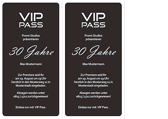 Einladungskarte VIP Pass selber gestalten und drucken
