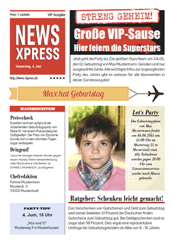 NEWS-Xpress Kindergeburtstagseinladung mit Foto